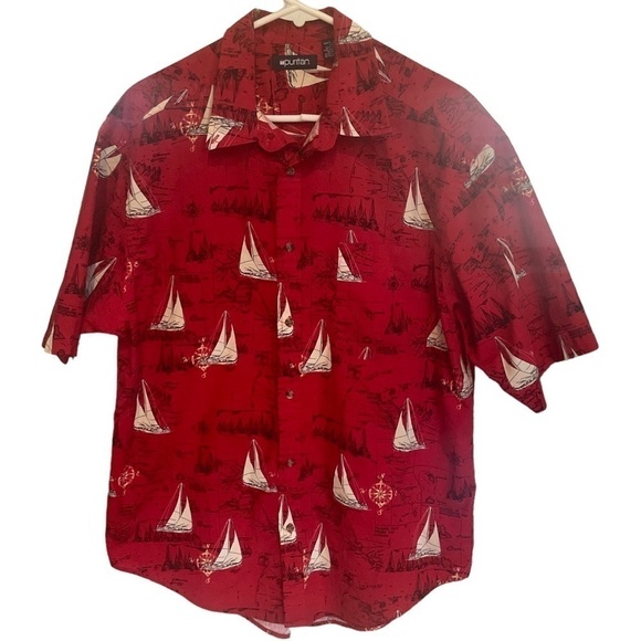PURITANS MENS SAILBOAT SHIRT SIZE LARGE - Picture 1 of 4